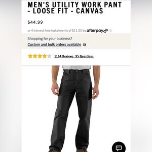 Carhartt Loose Fit Canvas Utility Work Pant NWT